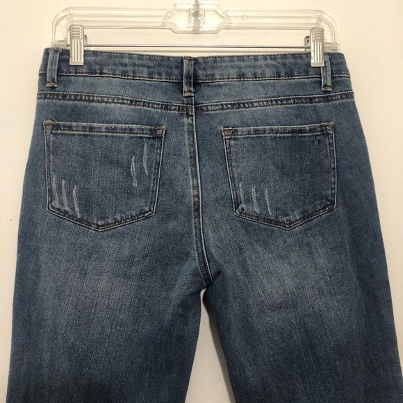 Tractr Jeans Distressed Blue Wash Raw Edge Straight Leg Size 14 - Picture 6 of 13